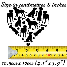 Labrador Love Heart Fun Waterproof Sticker Decal - Use on Car's, Laptops, Mirrors, Water Bottles, Windows, Scrapbooking, Fun Gifts (Black, 10.5cm x 10cm (4.1" x 3.9"))