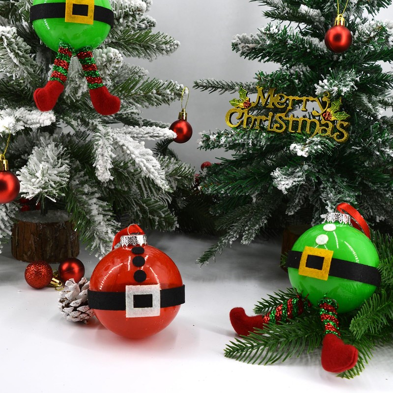 Fassory 3 Pcs 8cm Santa & Elves Christmas Baubles, Hanging