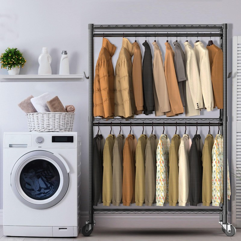 Orchidleaf Heavy Duty Clothes Rack with Wheels,Garment Rack for Hanging