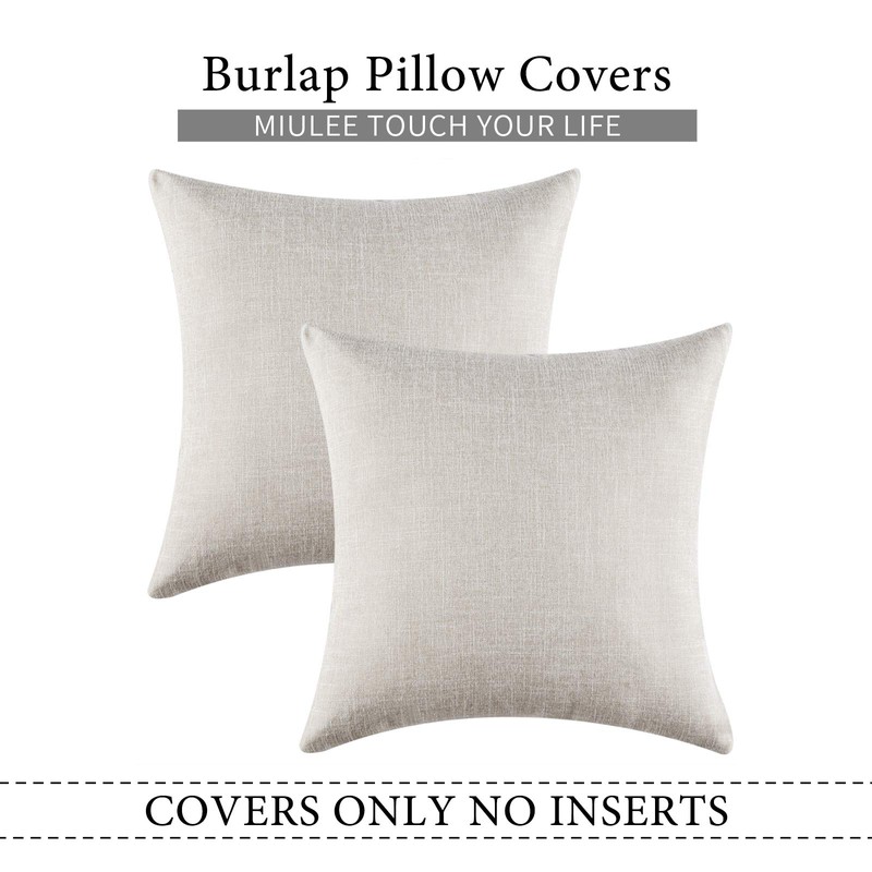 MIULEE Pack of 2 Decorative Throw Pillow Covers Farmhouse Linen