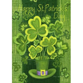 Toland Home Garden Shamrockin' 28 x 40 Inch Decorative Happy St Patrick's Day Shamrock Clover House Flag - 102577