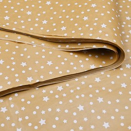 50 x 50 x 35cm White Stars Brown Tissue Paper Wrapping Paper Bulk for Christmas Wedding Birthday DIY Gift Decorations
