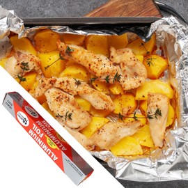 Aluminum Foil Wrap - 78.7 x 11.8 Inch Aluminum Silver Foil with Cutter,Food Safe Foil Wrap for Grilling, Cooking, Baking