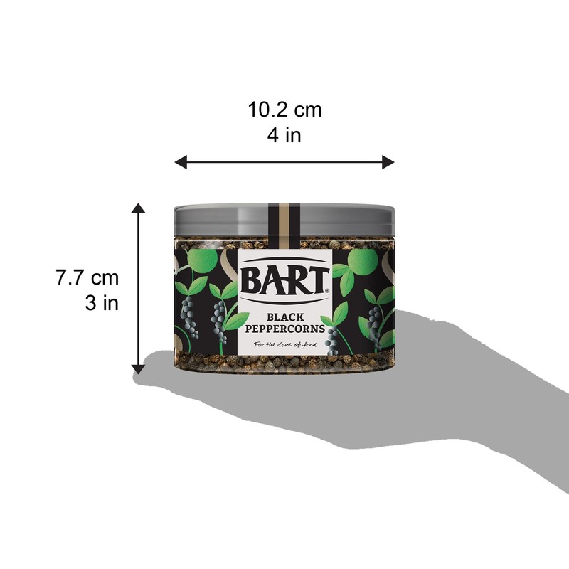 BART Black Peppercorns Large Jar - Hot & Spicy, Ideal