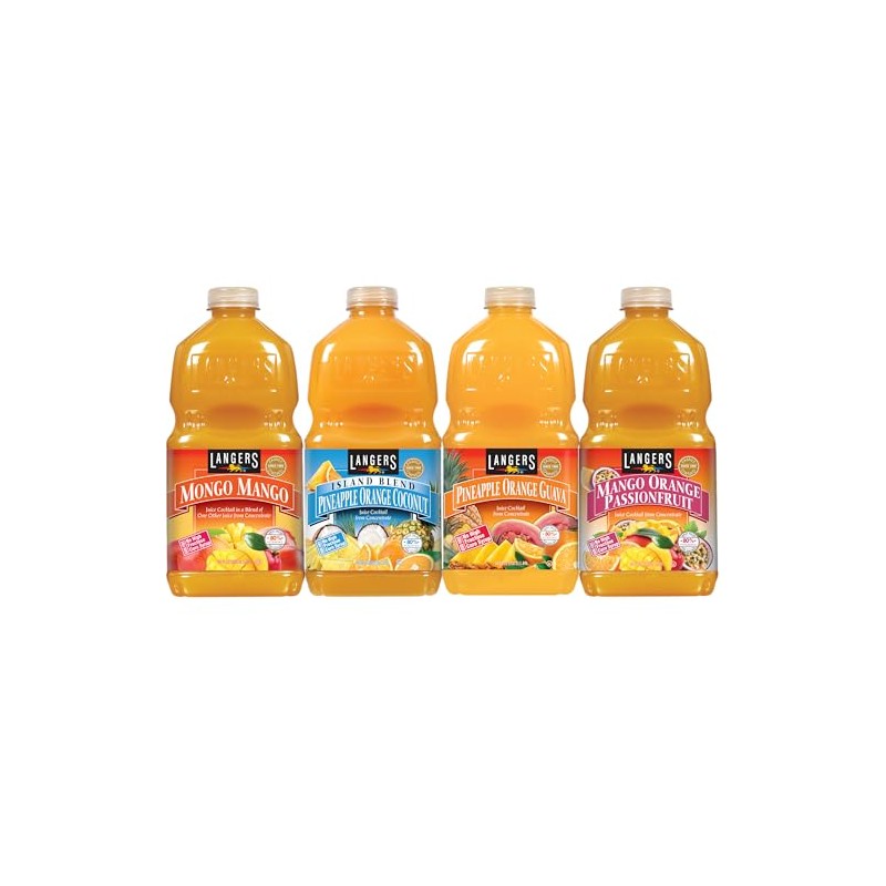 Langers Tropical Variety Pack, Mango Orange Passionfruit, Pineapple Orange Guava,