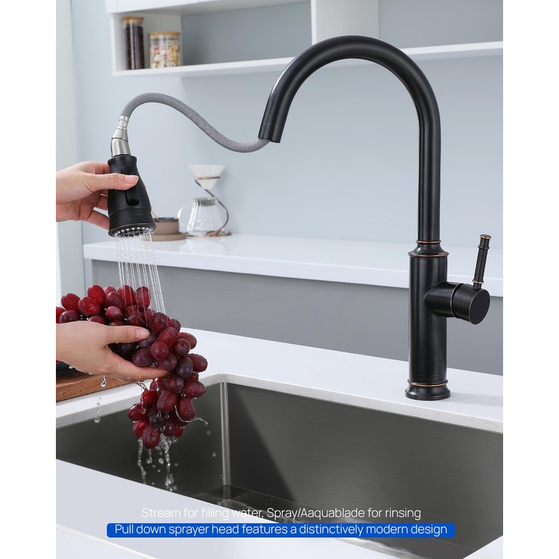 J-HVA Oil Rubbed Bronze Pull Down Kitchen Faucet Head Replacement