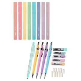 Mr. Pen- Aesthetic Highlighters Set and Mechanical Pencil Set with Lead and Eraser Refills, Pastel Color
