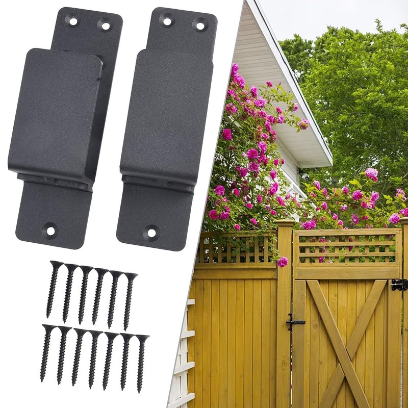 Protective Steel Door Brackets Compatible with Any Width Door (Black)