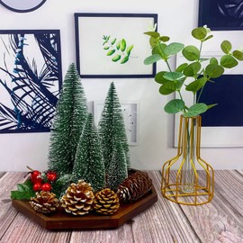 Desktop Miniature Christmas Trees Mini Pine Tree with Snow and Wood Base for Xmas Holiday Party Home Tabletop Decor（4Pcs）