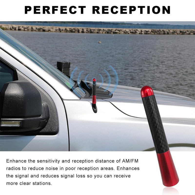 Gasedin Car Short Antenna, 3.14" Carbon Fiber Antennas Replacement with