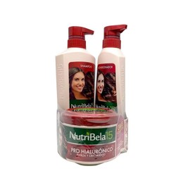 Nutribela 15 Pro Hiauronico Shampoo 400mL + Acondicionador 400mL + Tratamiento 300mL (3 Pack)