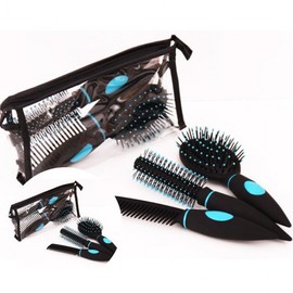 3-Piece Hair Comb Set: Portable Hair Brush & Scalp Brush Pink