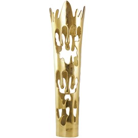 Deco 79 Aluminum Metal Decorative Vase Drip Centerpiece Vase with Melting Designed Body, Vase for Home Decoration 9" x 8" x 31", Gold
