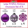 Sleetly Set of 4 Large Shatterproof Purple Christmas Tree Baubles
