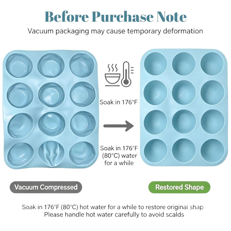 3‑Pack 12‑Cup Mini Silicone Muffin Pan, Non‑Stick Mini Cupcake Baking
