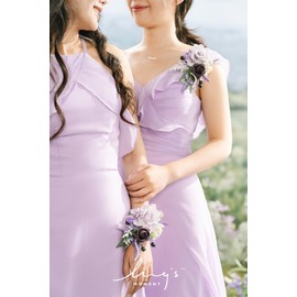Ling's moment 2pcs Prom Wrist/Shoulder Corsage Artificial Flower, Girl/Mother Homecoming/Wedding Corsage Wristlet Décor, etc. Purple Lavender Lilac