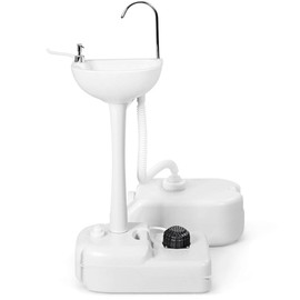 S AFSTAR Portable Hand Sink, Camping Sink with Wheels, 4.5 Gal Water Tank & Soap Dispenser, Rolling Hand Wash Basin Stand W/6.5 Gal Sewage Tank, Foot Pump Hand Wash Station for RV Outdoor Gatherings
