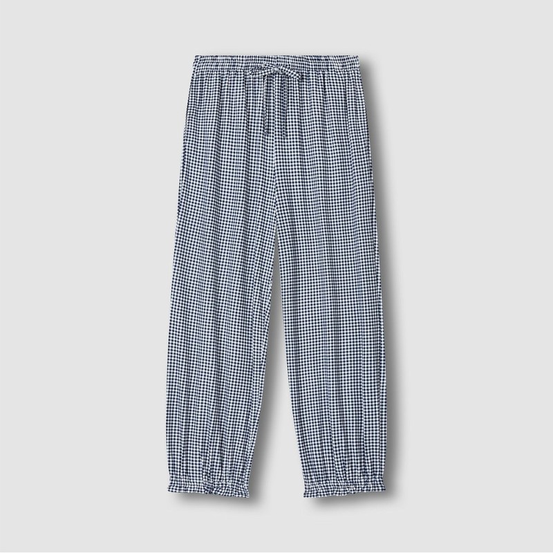 JAJU [JAJU/자주] 여 피치스킨 9부 파자마 세트_라이트 네이비 [JAJU] Women's