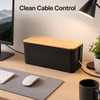 Cable Management Box for Power Strips & Cords - Bamboo