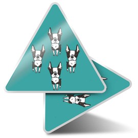 2 x Triangle Stickers 10 cm - Boston Terrier Dog Puppy Print Fun Decals for Laptops,Tablets,Luggage,Scrap Booking,Fridges #16613