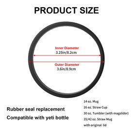 Joshey Rubber Seal Replacement Gaskets for Yeti Rambler 30 oz Tumbler - Leak-Proof Seal & O Ring Replacement Parts for Yeti 35/42 oz Straw Mug Lid, 6 Packs