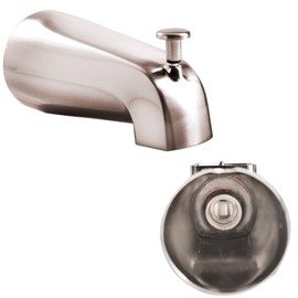 SENTO Nickel Universal Bathroom Tub Spout with Diverter, Heavy Duty Durable Metal Bathtub Faucet with Shower Diverter - 4 Inches 1/2" IPS Inside Thread, Satin Nickel