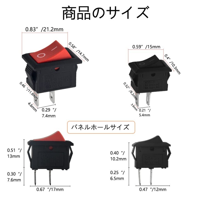 WMYCONGCONG 40pcs SPST 2 Position On/Off 2 Pin Mini Boat