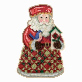 Mill Hill Christmas Santa Ornament Counted Cross Stitch Kit w/ Glass Beads Cozy Christmas JS203104