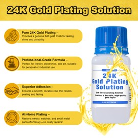 24K Gold Plating Solution - Intended for Bath Electroplating Equipment | High-Purity 24K Electroplating Solution, Immersion Plating, 7 oz
