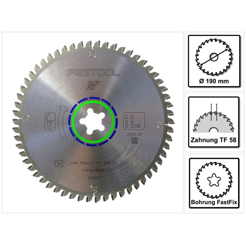 Festool 492051 Special Saw Blade Aluminium 190 x 2.6 FF