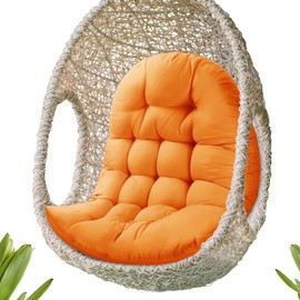 MQK Thick Egg Chair Cushion Replacement, Button Tufted Outdoor Swing Chair Cushion with High Elasticity PP Cotton and Skin-Friendly Fabric, Hanging Cushion for Patio Porch Furniture (Only Cushion)