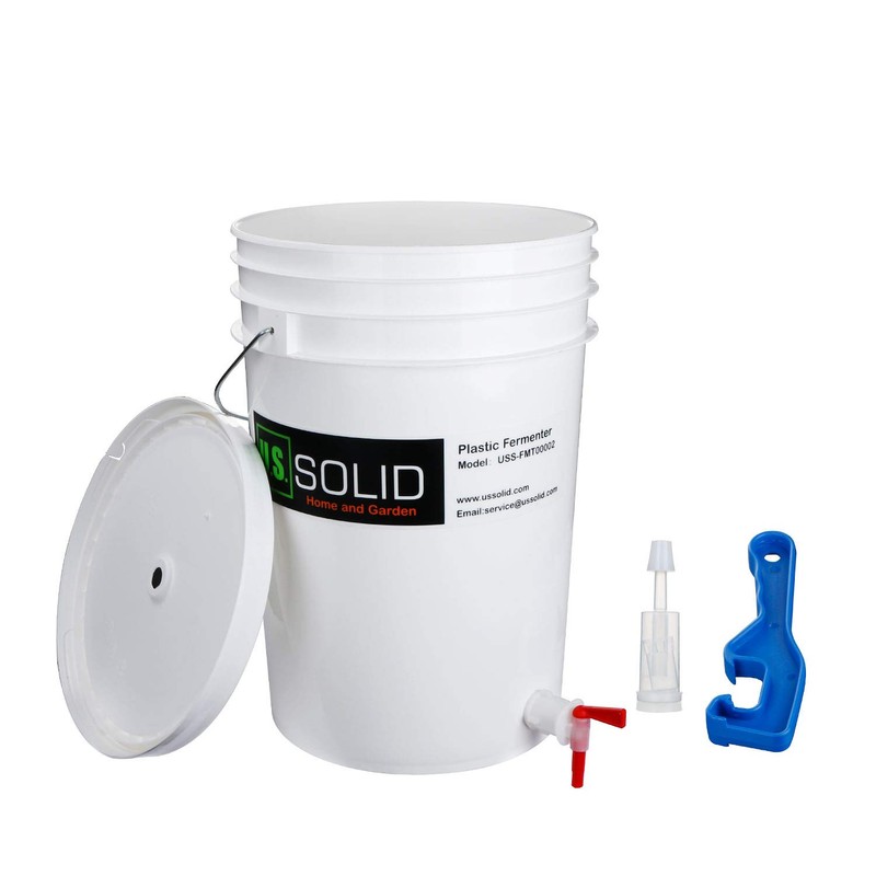 U.S. Solid 2-Pack Plastic Fermenter - 6.5 Gallon Food-Grade Fermenting