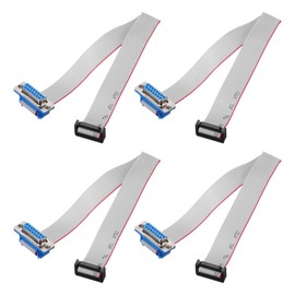 sourcing map 4 Pcs IDC Flat Ribbon Cable, 2.54mm Pitch 19mm Width 30cm Long 16 Pin Female DB15 to FC-16 Flat Ribbon Connector with Fixed Screws Jumper Wire for PC, LED Displays