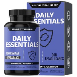 Beyond Vitamins | Daily Essentials con Vitamina C y Betaglucanos | Raíz de Jengibre, Ajo, Orégano, Zinc y Vitamina D3 | Fórmula Precisa | Cápsulas veg