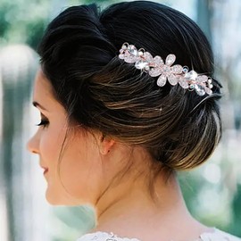 Atentuyi Wedding Flower Clips Gold Flower Rhinestone Hair Clips Gemstones Crystal Hair Clip Wedding Hair Accessories Bridal Hair Accessories Decorative Headwear Bridal Headwear for Women Girls