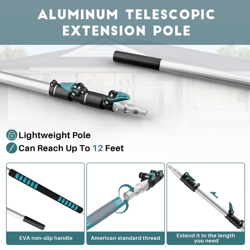 TelesPro 20 Foot High-Reach Duster Kit with 5-12FT Extendable Pole