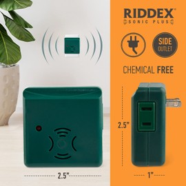 Riddex Sonic Plus Ultrasonic Pest Repeller, Plugs in with extra Outlets Indoor Use - Insect Repellent - Bug Repellents for Home Defense - Protect Against Rodents & Insects, Chemical Free(3 Pack Green)