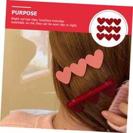 FRCOLOR 3Pcs Heart Hair Clips Set Romantic Red Hair Barrettes for Women for Parties Anniversaries Everyday Wear