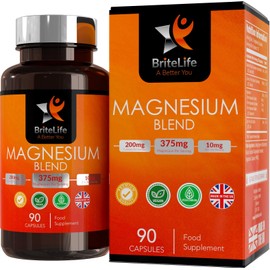 BL Magnesium Malate, Glycinate & Citrate Triple Complex | 90 Magnesium Capsules - 375mg Magnesium Citrate, Malate & Magnesium Glycinate with Zinc, Calcium & Vitamin B6 | Non-GMO, Dairy & Gluten Free