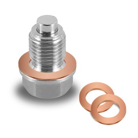 M14 x 1.5 Magnetic Stainless Steel Oil Drain Plug, Sump Drain Nut Bolt with 3 Copper Crush Washer Kit Compatible with Most Ford, Hyundai, KIA and Accord, Civic,Odyssey