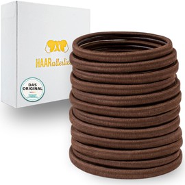 Haarallerliebst Women's Hair Scrunchies with Rubber Adhesion, Brown for Brown Hair (Pack of 12, 5 mm Wide), Seamless for Braid and Bun, Hair Ties, White