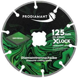 PRODIAMANT Diamond Cutting Disc X-Lock 125 mm Universal - Vacuum Coated for Construction & Crafts