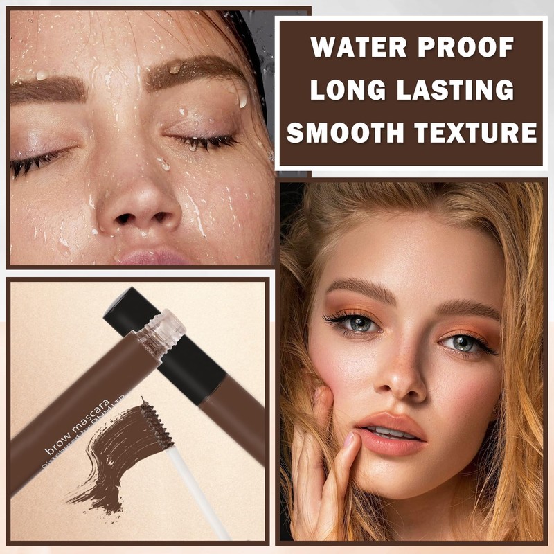 QIUFSSE Eyebrow Mascara Brown Brow Glue,2PCS Waterproof Eyebrow Gel Tinted