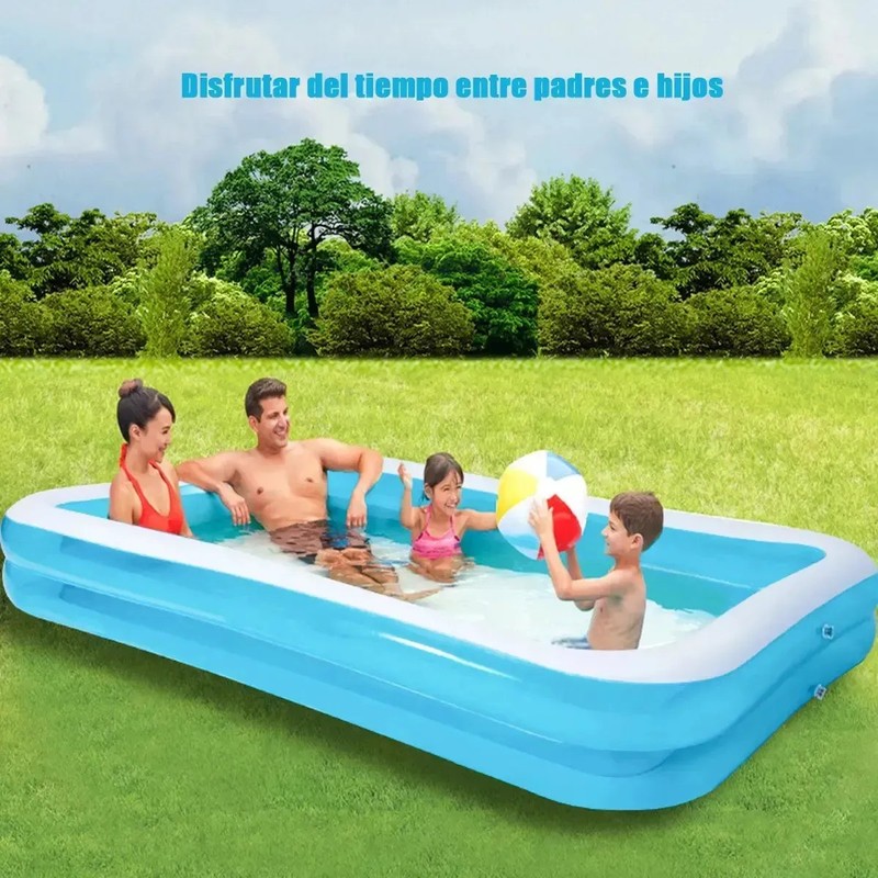 Alberca Hinchable Rectangular Grande de 2 Metros para Familia Azul