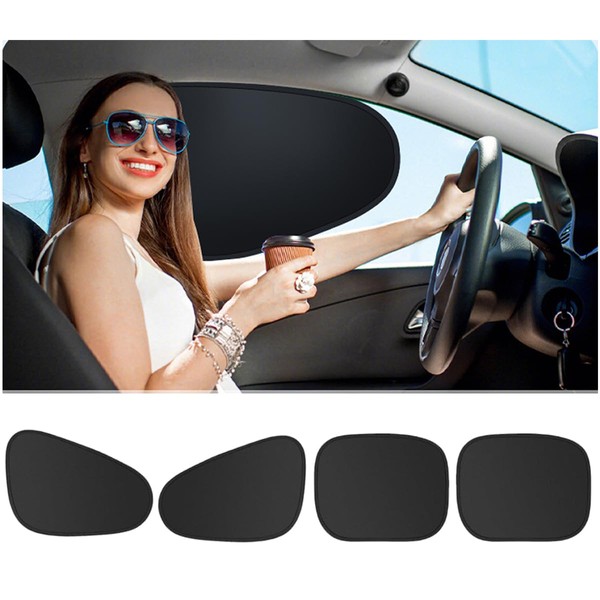 4Pcs(Black) Automotive Sun Protection from UV，Removable Car Window Shades for