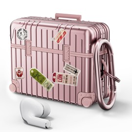 KOREDA Compatible with AirPods Pro 2nd/1st Generation Case Cover, Cute Funny Suitcase Design Case for Airpods Pro 2nd/1st Gen, Fashion Protective Hard Case for Women Men with Keychain