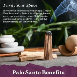 Purple Canyon Palo Santo Incense Sticks - 24 Pack | Sustainably Harvested Natural Incense for Smudging, Meditation, Cleansing, and Stress Relief