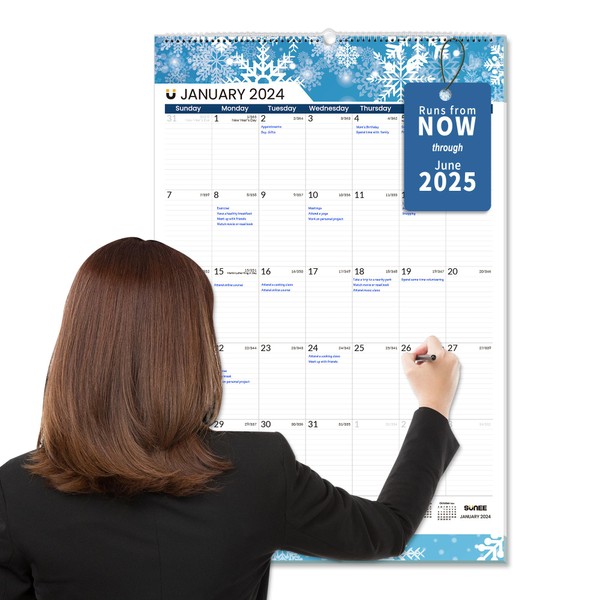 SUNEE 2024-2025 Large Wall Calendar 20"x30" with Lines, 21 Month Calendar from Now to June 2025, Vertical Large Monthly Desk Calendar 2024 for Wall, Seasons Color
