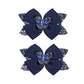 Koolgil 4.5 Inch Cute Mouse Ears Sequins Bows Hair Clips For Baby Girls, Toddler, Kids and Young Women Birthday Party Wedding Christmas Occasions Set of 2 (B- Navy Blue)