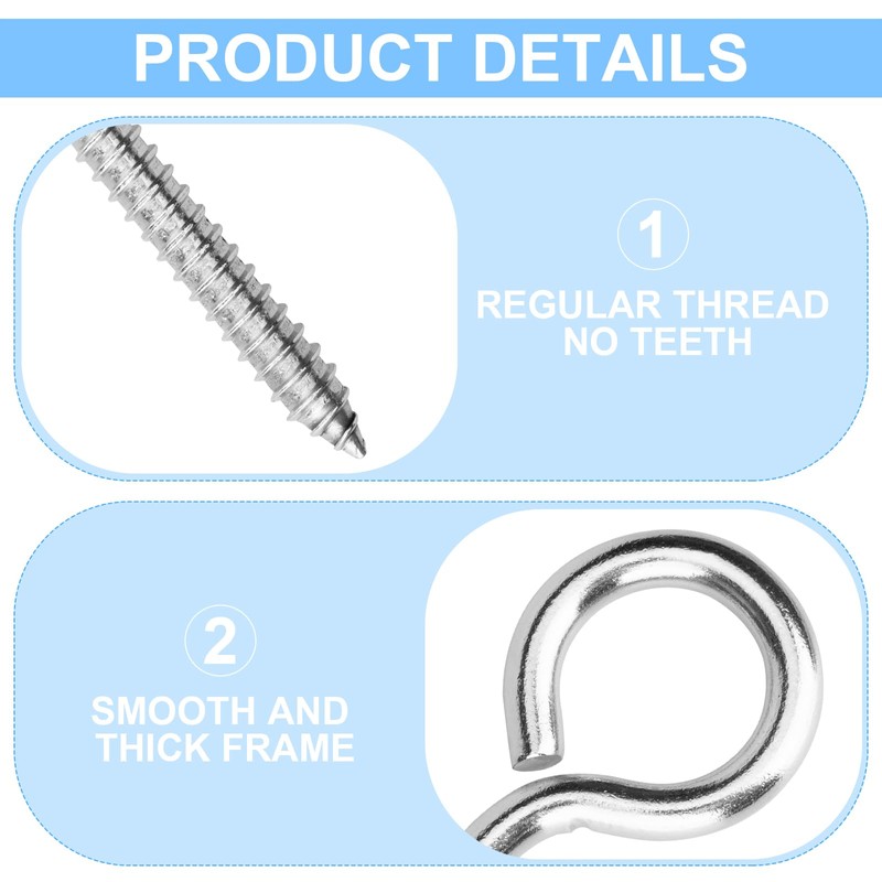 4 Pack 6 Inches Heavy Duty Screw Eyes Hooksws, 500LBS